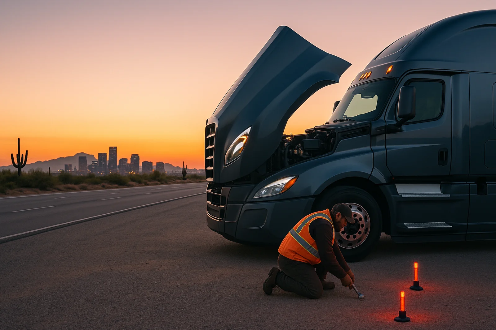 Mobile diesel mechanic providing emergency roadside assistance
